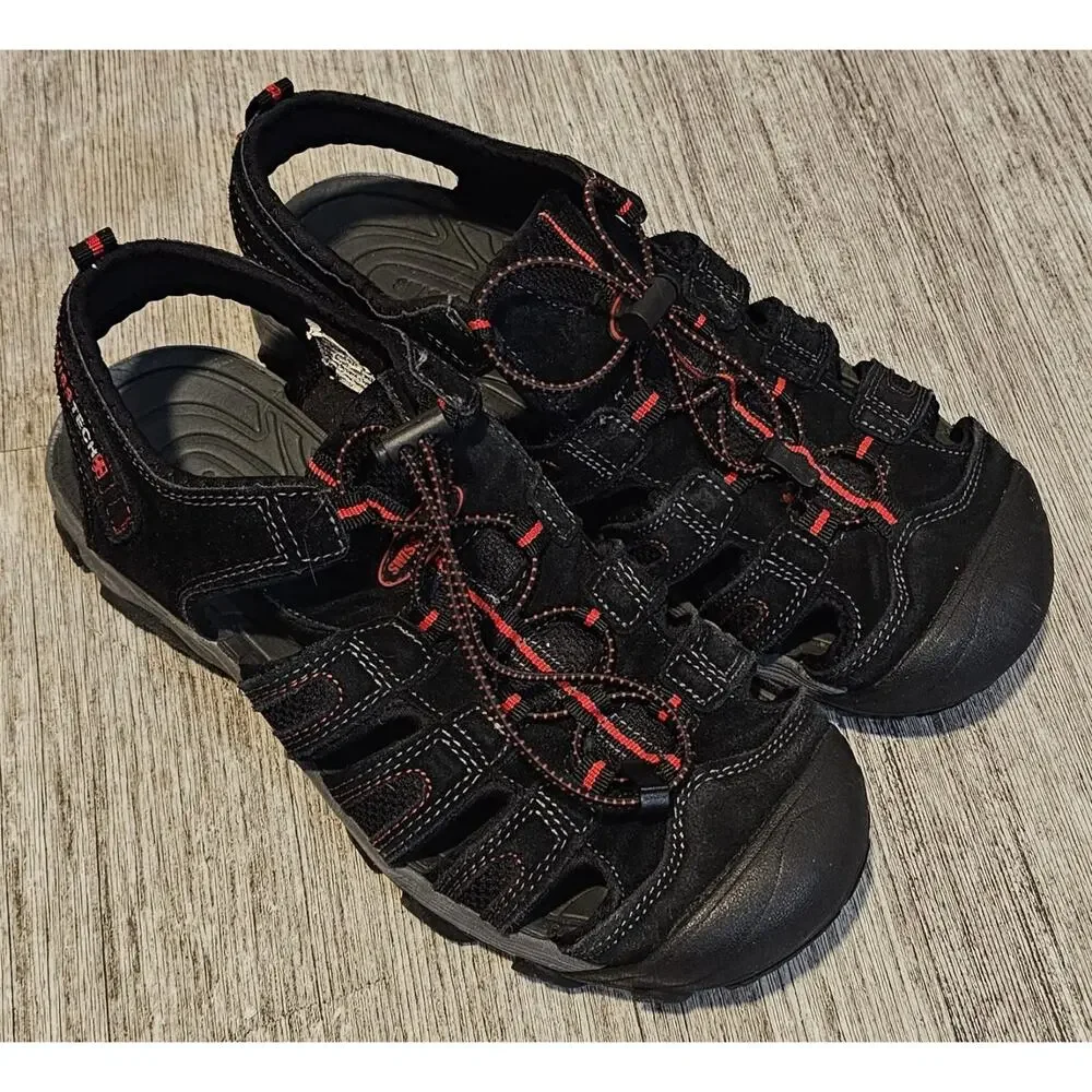 Swiss Tech Men's Bumptoe Fisherman Sport Sandals Black Red Size 8 Closed Toe